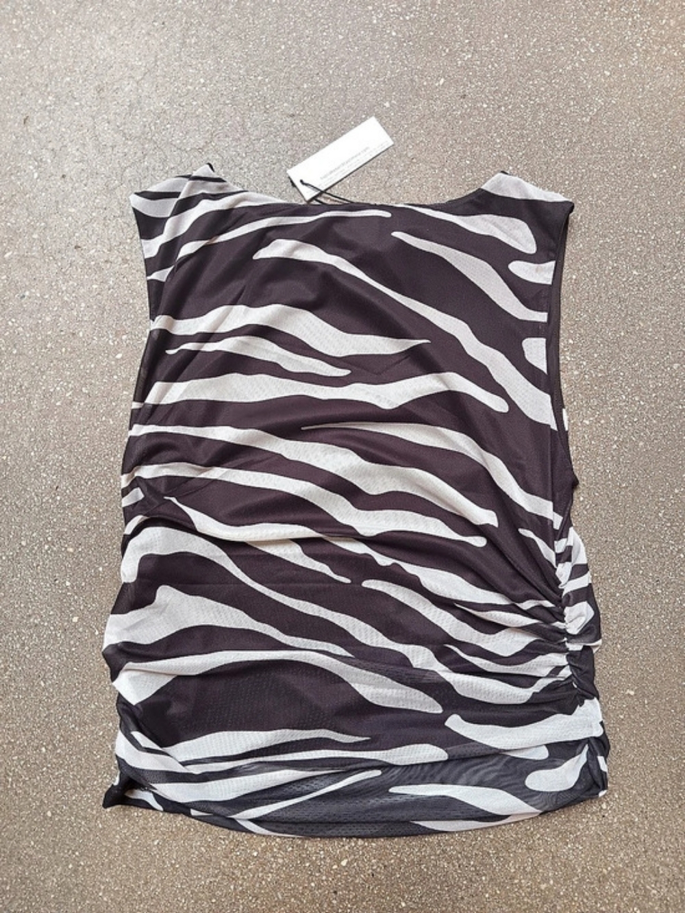 Cupcakes and Cashmere Zebra Print Ruched Mesh Tank Top - Size L (NWT) - Picture 2 of 5